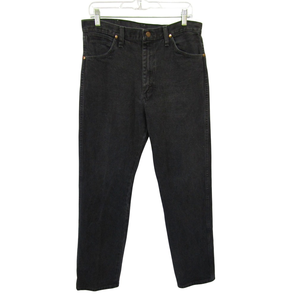 Wrangler Cowboy Cut Jeans Mens 33x36 Black Good High Rise Straight Leg